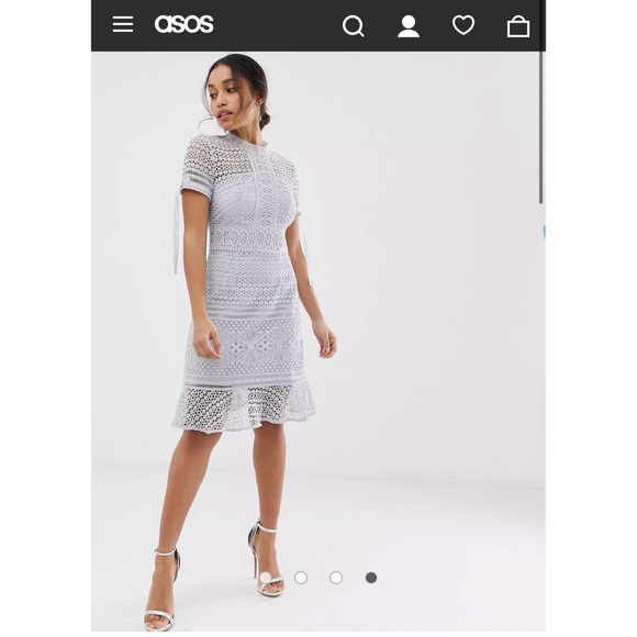 Chi Chi London | Dresses | Chi Chi London Petite All Lover Lace Dress With  Frill Hem In Gray | Poshmark